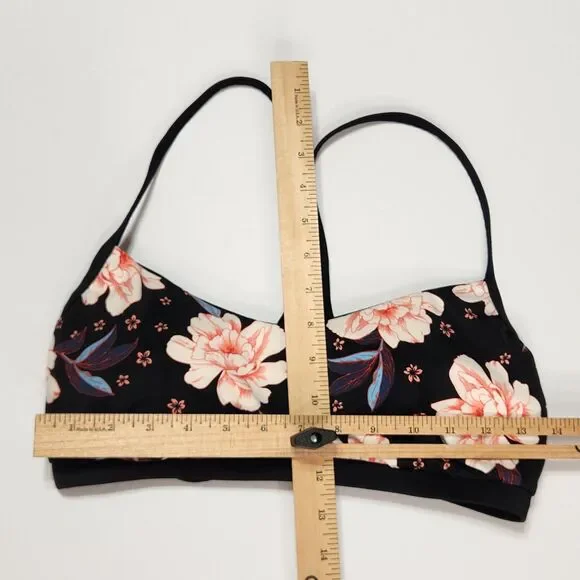 Floral Swim Top OS Padded Swimsuit Cut Out Tie Back Bathing Suit Flowers - Picture 4 of 4